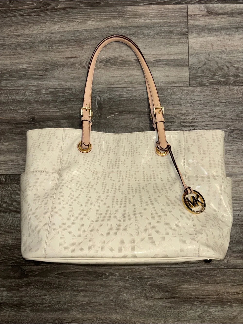 Michael Kors Ivory Monogram Tote with Handles